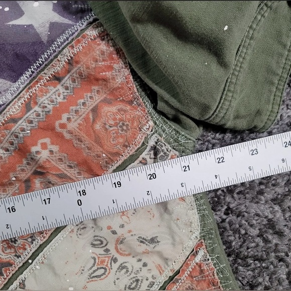 FREE PEOPLE Sz S SPRUCE MILITARY SHIRT JACKET AMERICAN FLAG ARMY GREEN Was $228 - Picture 11 of 17